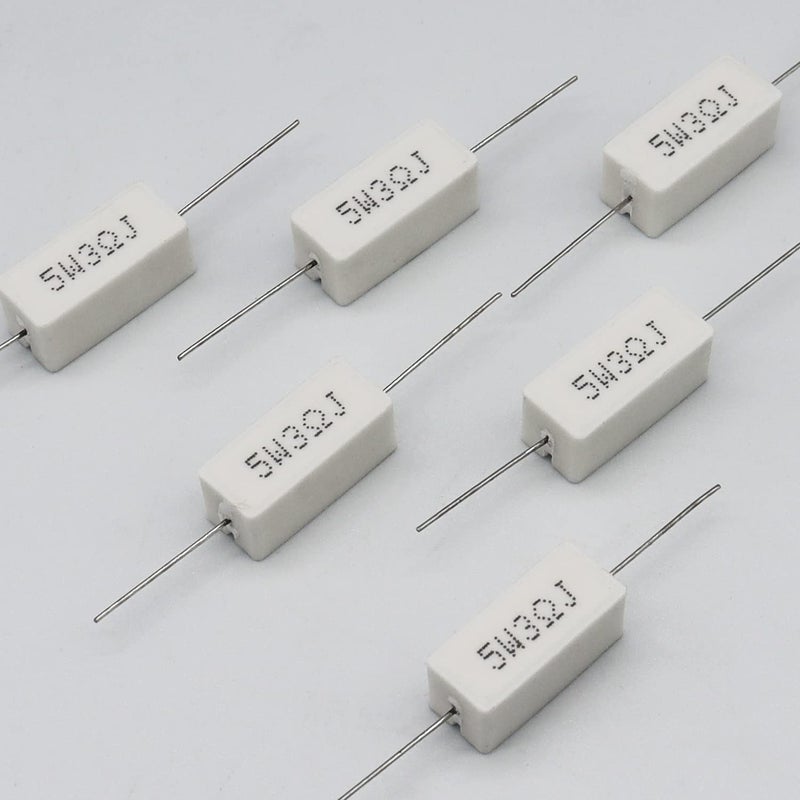 Dimlove Cement Resistor,10 PCS 5W 3 Ohm 5% Axial Lead Wire Resistor White Wound Fixed Ceramic Cement Resistors Wirewound Cement Power Resistors Flame Heat Moisture Resistance Precharge Horizontal Resistors - Image 5
